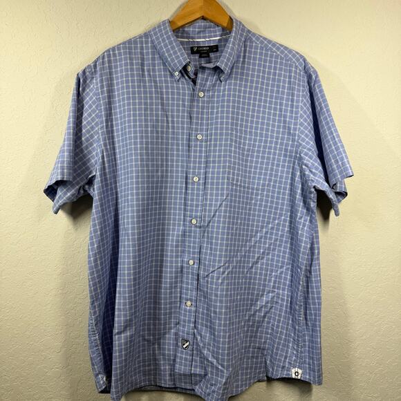 Men's Cremieux Blue Plaid Short Sleeve Button Up Shirt Size XL - Picture 2 of 7